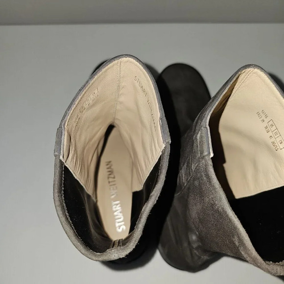 Stuart Weitzman Sadie Mid Calf Boot Womens 10.5 Gray Suede Western Pull On NEW - Picture 10 of 15